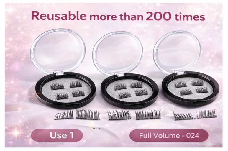 Reusable Magnetic Eyelashes – Glue-Free Natural Lash Set